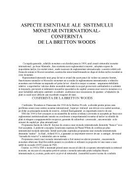 Referat - Aspecte esențiale ale sistemului monetar internațional - conferința de la Bretton Woods