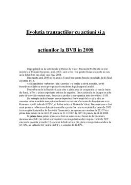 Referat - Evoluția tranzacțiilor cu acțiuni și a acțiunilor la BVB în 2008