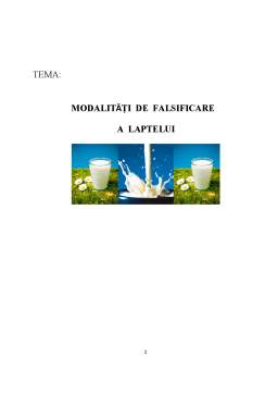 Proiect - Modalități de Falsificare a Laptelui