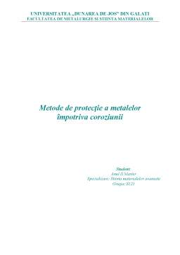 Proiect - Metode de Protecție a Metalelor Împotriva Coroziunii
