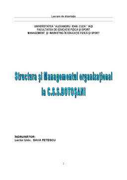 Proiect - Structura și managementul organizațional la CSS Botoșani