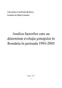 Referat - Analiza Factorilor care au Influentat Evolutia Somajului in Perioada 1991-2005 in Romania