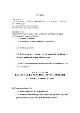 Proiect - Revocarea Actelor Administrative. Efectele Revocarii