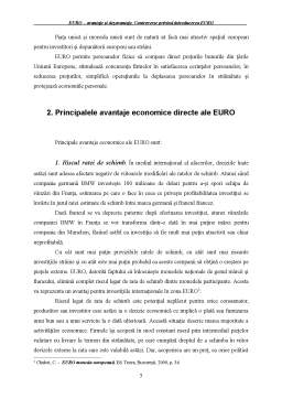 Referat - Euro - Avantaje și Dezavantaje. Controverse privind Introducerea Euro