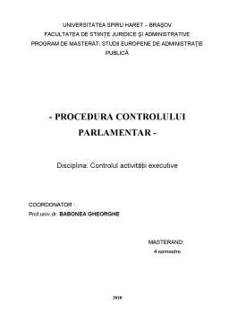 Proiect - Procedura controlului parlamentar