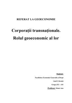 Referat - CTN și Rolul lor Geoeconomic