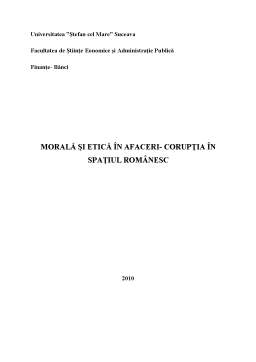 Referat - Morala și etica în afaceri - corupția în spațiul românesc