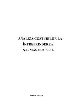 Referat - Analiza costurilor la întreprinderea SC Master SRL