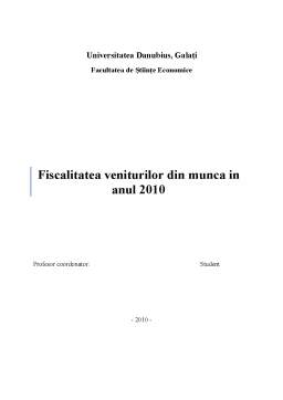 Proiect - Fiscalitatea Veniturilor din Munca în Anul 2010