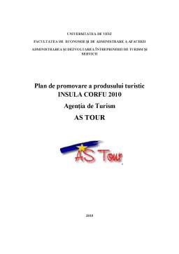 Proiect - Plan de promovare a produsului turistic Insula Corfu 2010 - agenția de turism As Tour