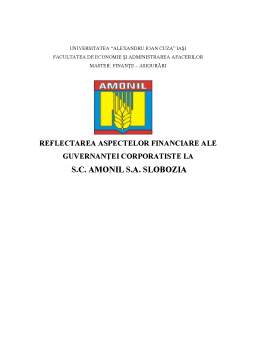 Proiect - Reflectarea Aspectelor Financiare ale Guvernantei Corporatiste la SC Amonil SA Slobozia