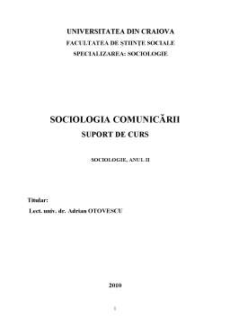Curs - Sociologia Comunicării