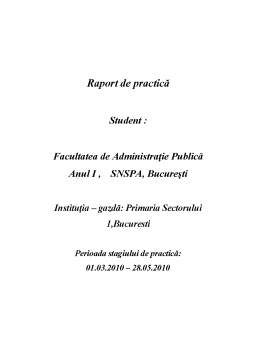 Proiect - Raport de practică Primăria Sectorului 1, București