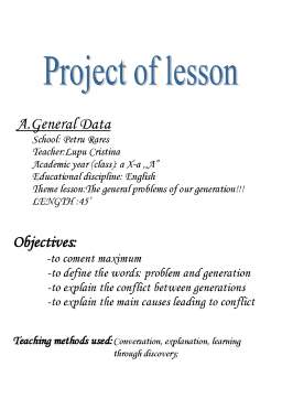 Referat - Proiect de lecție - The general problems of our generation