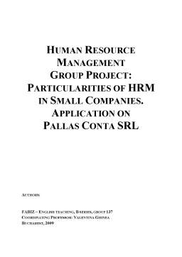 Referat - Particularities of HRM in small companies - application on Pallas Conta SRL