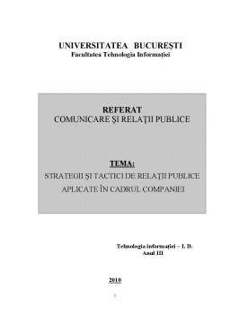 Referat - Strategii și Tactici de Relații Publice Aplicate în Cadrul Companiei