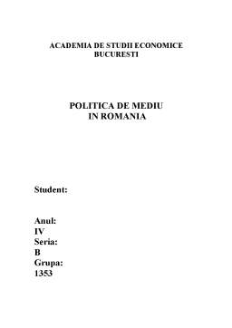 Referat - Politica de Mediu in Romania