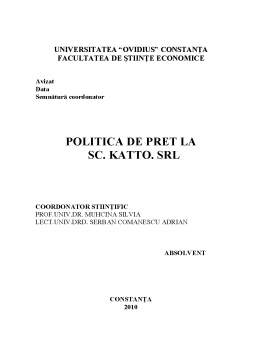 Proiect - Politică de preț la SC Katto SRL