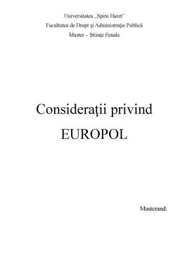 Referat - Considerații privind Europol