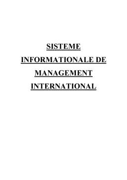 Referat - Sisteme informaționale de management internațional