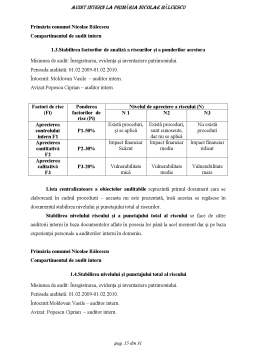 Referat - Control și audit intern în instituțiile publice - audit intern la Primăria Nicolae Bălcescu