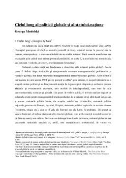 Curs - Ciclul Lung al Politicii Globale și al Statului-Natiune - George Modelski