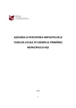 Proiect - Așezarea și Perceperea Impozitelor și Taxelor Locale pe Exemplul Primăriei