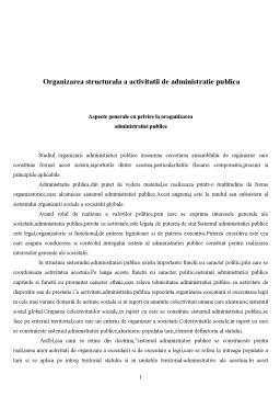 Proiect - Organizarea structurală a activității de administrație publică