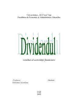 Proiect - Politică de dividend