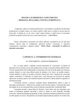 Proiect - Politică în domeniul concurenței - România, Bulgaria, Uniunea Europeană