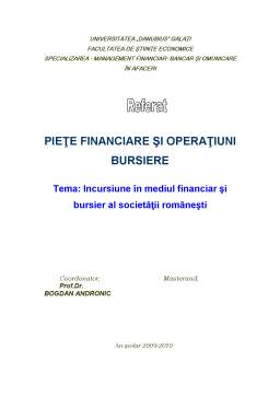 Referat - Incursiune în Mediul Financiar și Bursier al Societății Românești