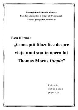 Referat - Utopia, de Thomas Morus