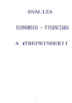 Proiect - Analiza economico - financiară a întreprinderii