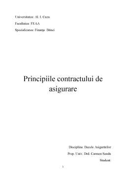 Referat - Principiile Contractului de Asigurare