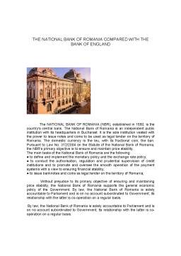Referat - The National Bank of Romania compared with the Bank of England