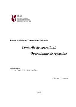 Referat - Conturile de operațiuni - operațiunile de repartiție