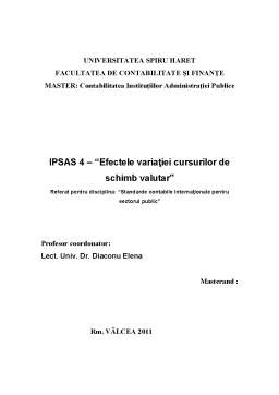 Referat - IPSAS 4 - Efectele Variației Cursurilor de Schimb Valutar