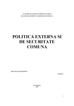 Proiect - Politică externă și de securitate comună
