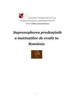 Referat - Supravegherea Prudențială a Instituțiilor de Credit în România