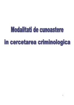 Referat - Modalități de cunoaștere în cercetarea criminologică