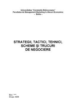 Referat - Strategii, Tactici, Tehnici, Scheme și Trucuri de Negociere