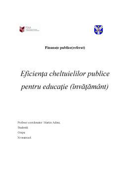 Proiect - Eficiența Cheltuielilor Publice pentru Educație
