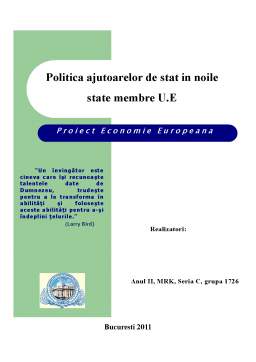 Referat - Politica ajutoarelor de stat în noile state membre UE