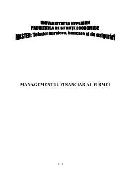 Proiect - Managementul Financiar al Firmei
