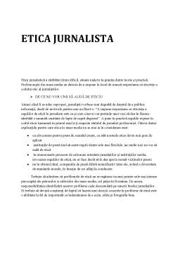 Referat - Etica jurnalistă