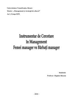 Proiect - Instrumentar de cercetare în management - femei manager vs bărbați manager