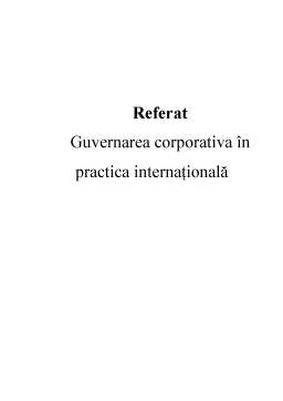 Referat - Guvernarea Corporativa în Practica Internațională