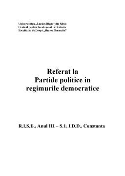 Referat - Partide Politice în Regimurile Democratice