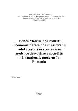 Proiect - Crearea unui Model de Dezvoltare a Societății Informaționale Moderne în România