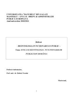 Referat - Etica și Deontologia Functionarilor Publici din România